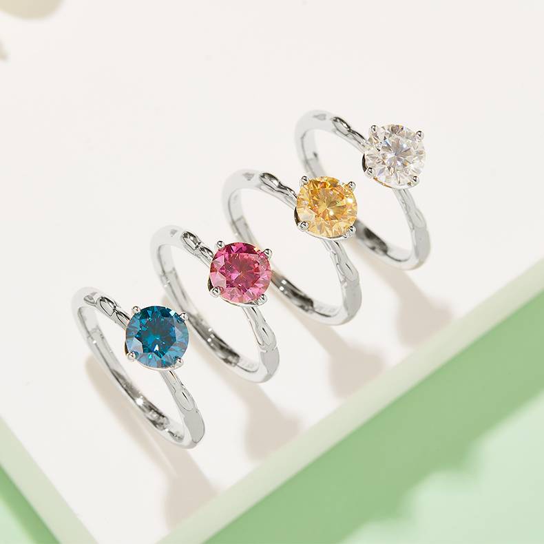 直臂小风车S925银镀白金MoissaniteWomen's Ring1ctD级